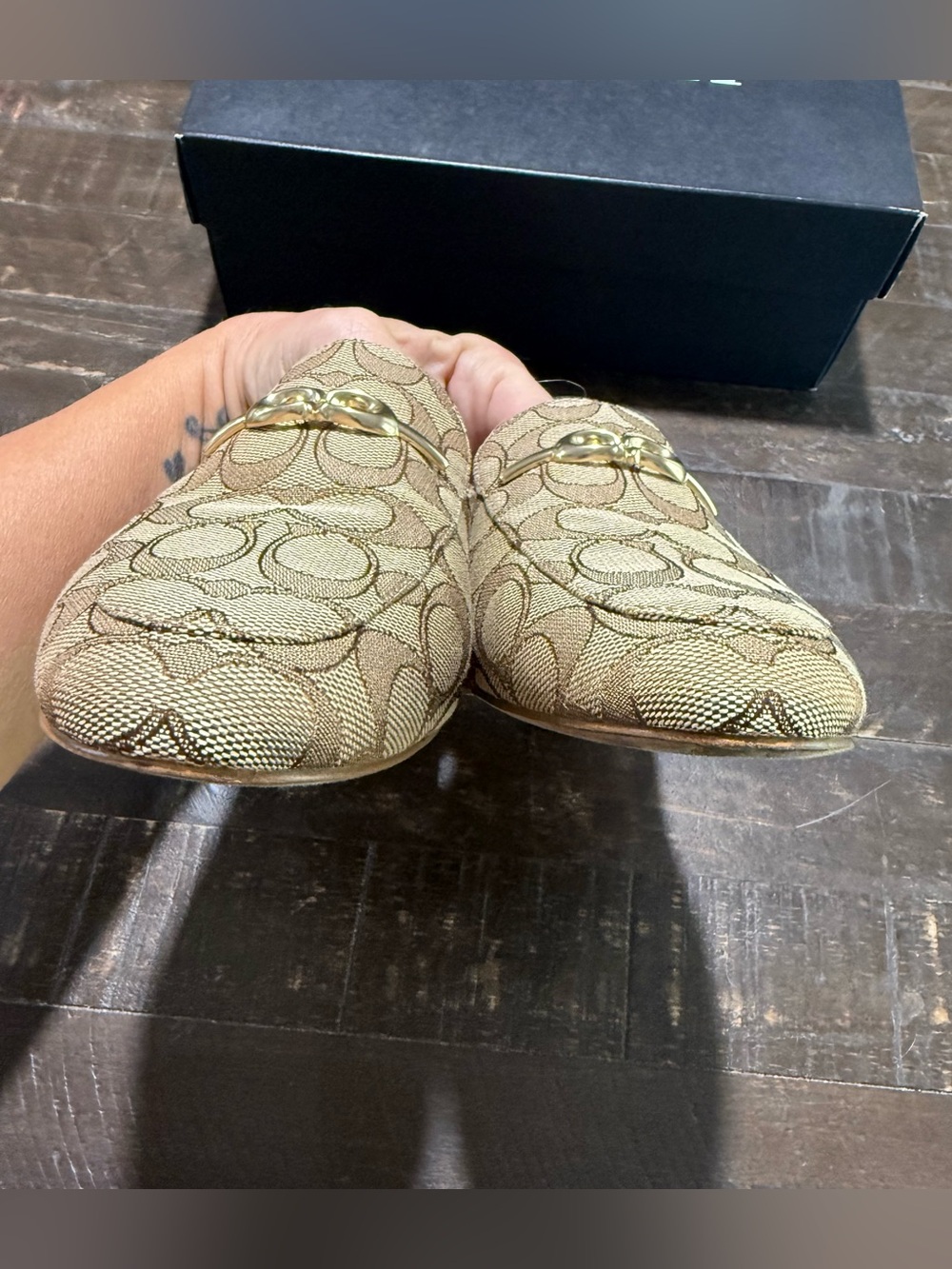 Coach Sienna Cig Slide Mules Shoes in Khaki Saddle C Logo Sz 8 B C5771 Summer - Picture 10 of 14